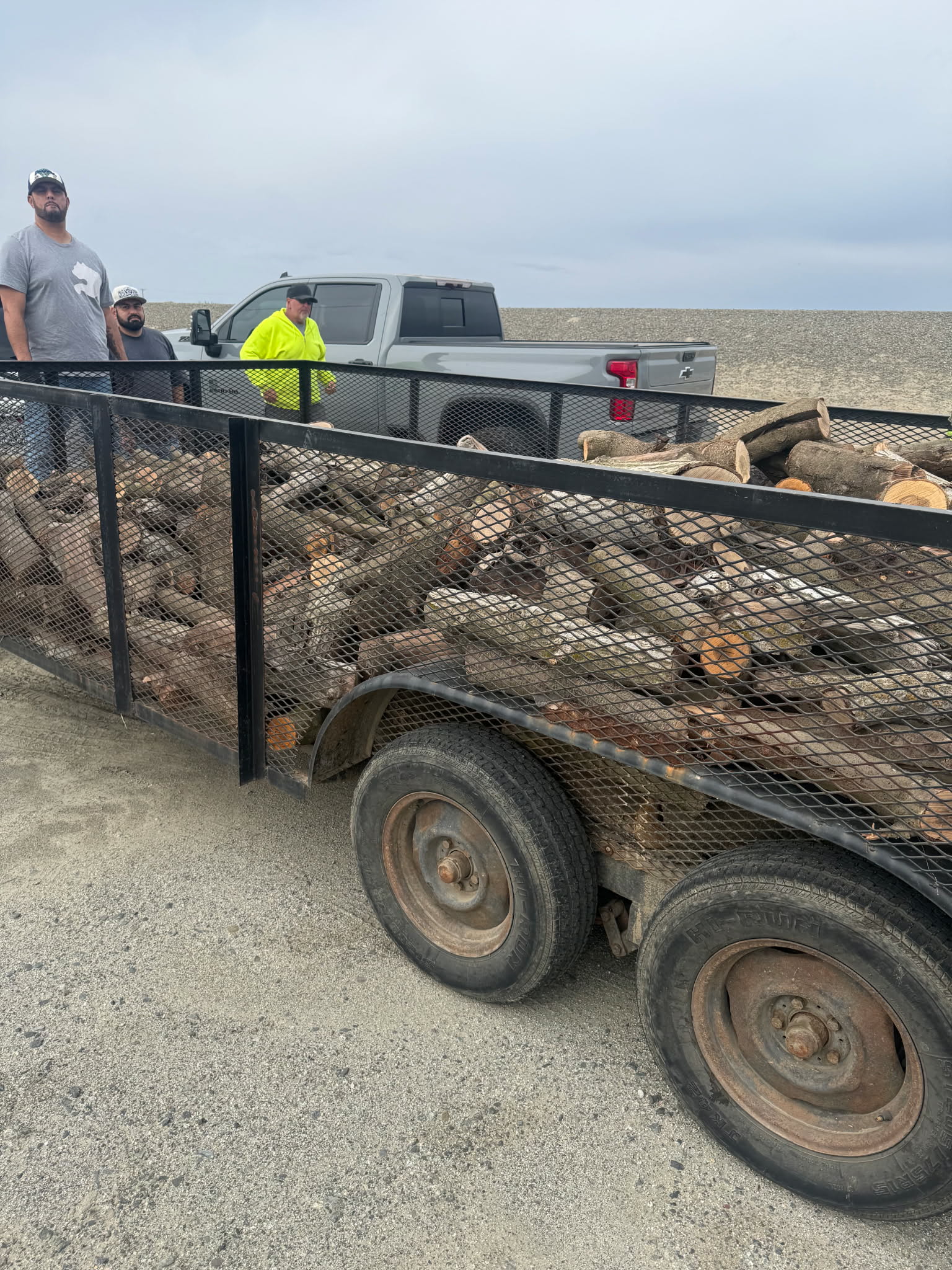 Crew and loaded trailer